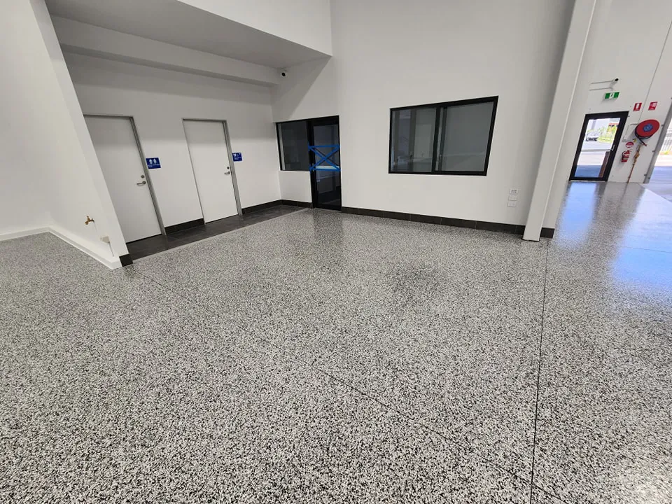 Modern commercial space with professional epoxy flooring